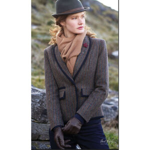 Jack Murphy The Margot Tweed Jacket Women US 10 Shetland Wool Blazer Brown Mix